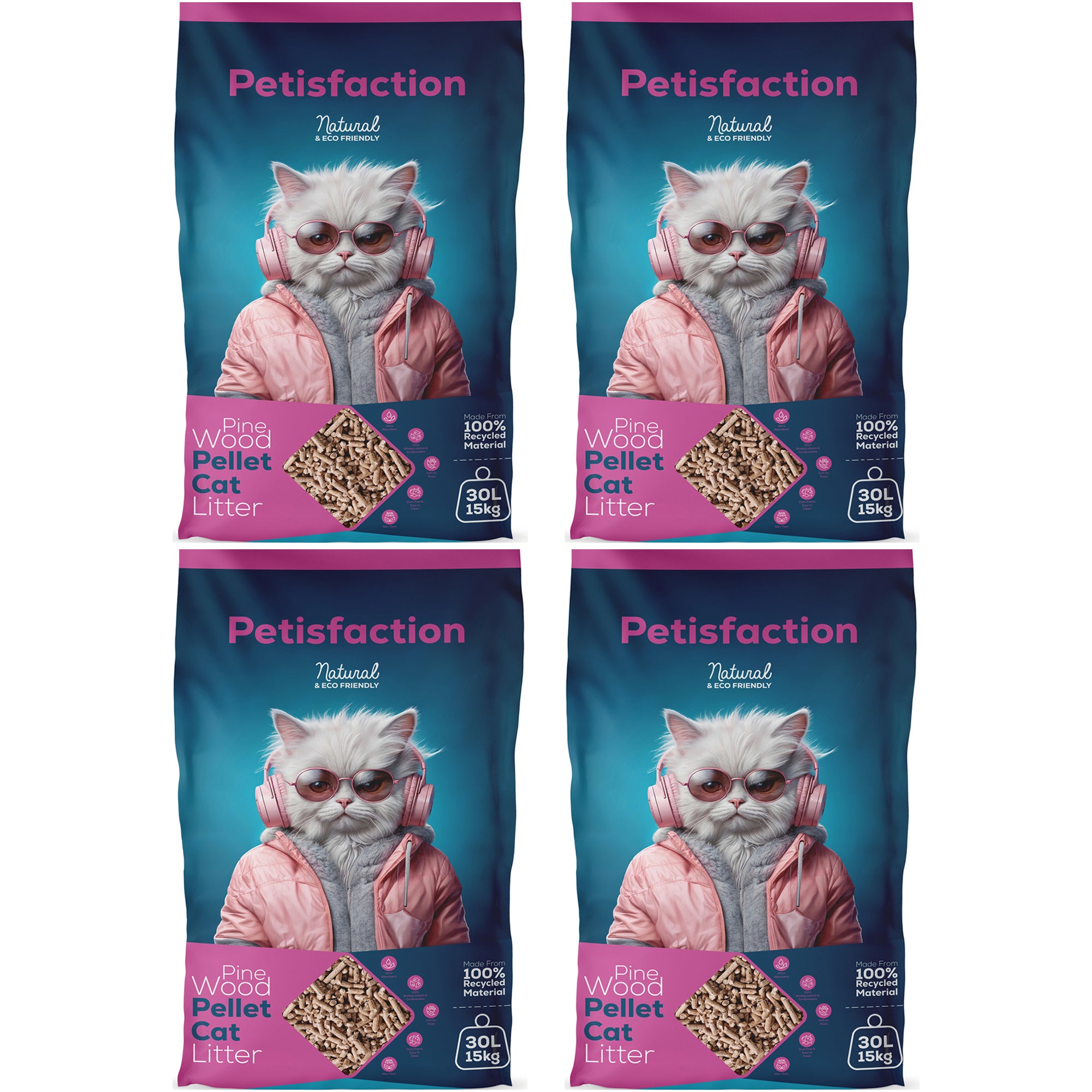 Pine Wood Pellets Cat Litter 120L Quad Pack – Petisfaction